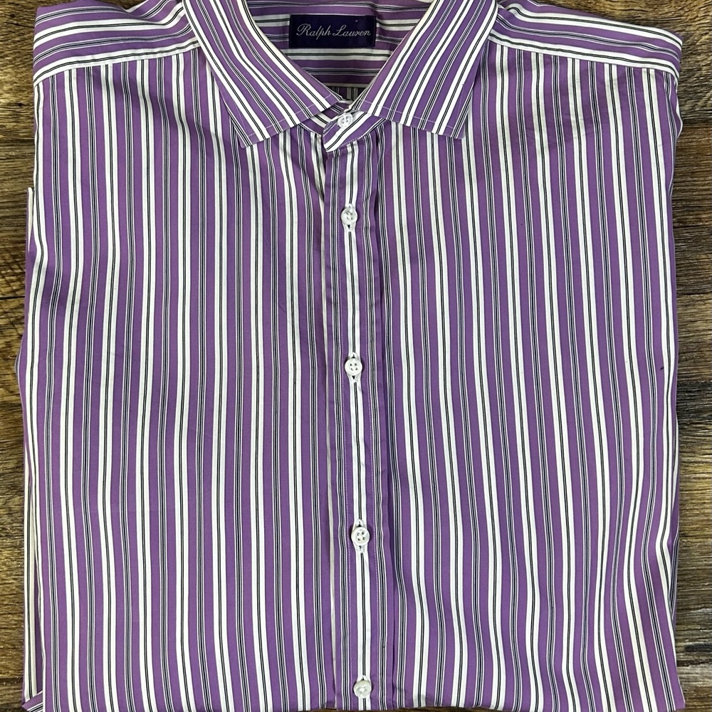 Ralph Lauren Purple and White Casual Button Down Shirt
